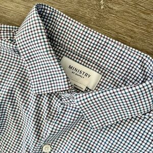 Ministry Of Supply Apollo Performance Plaid Button Up Shirt Large